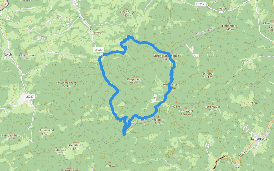 Hohenstein walking route map in Soisgegend