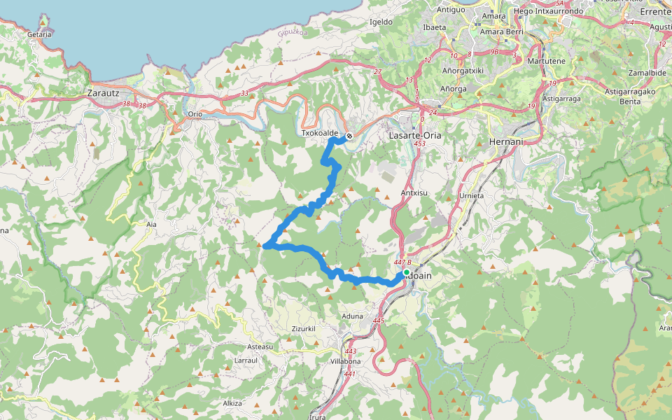 Andoain / Usurbil walking route map in Andoain
