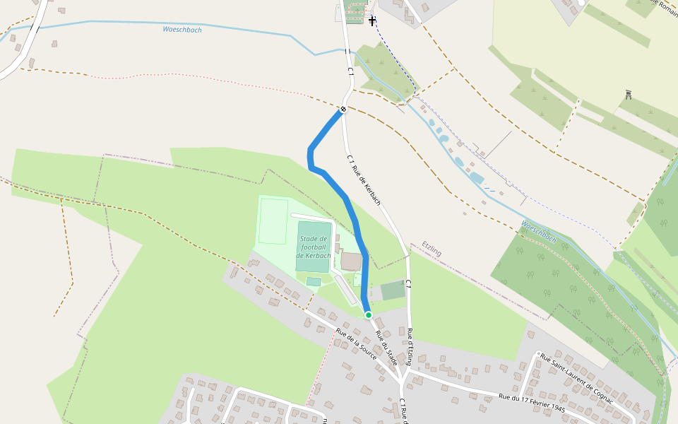 Circuit des Moulins Kerbach walking route map in Kerbach