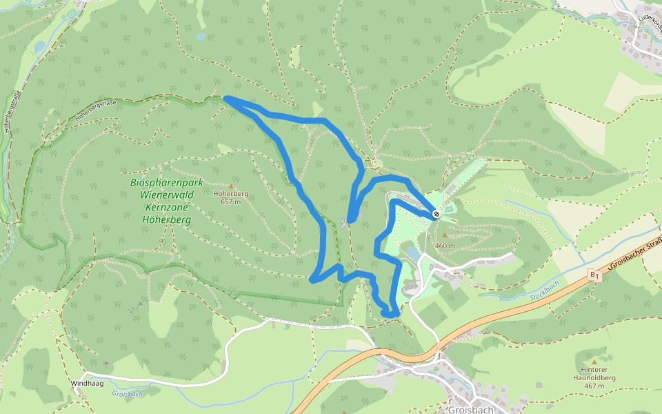 Route 6 (Sonderkrankenhaus Alland) walking route map in Alland