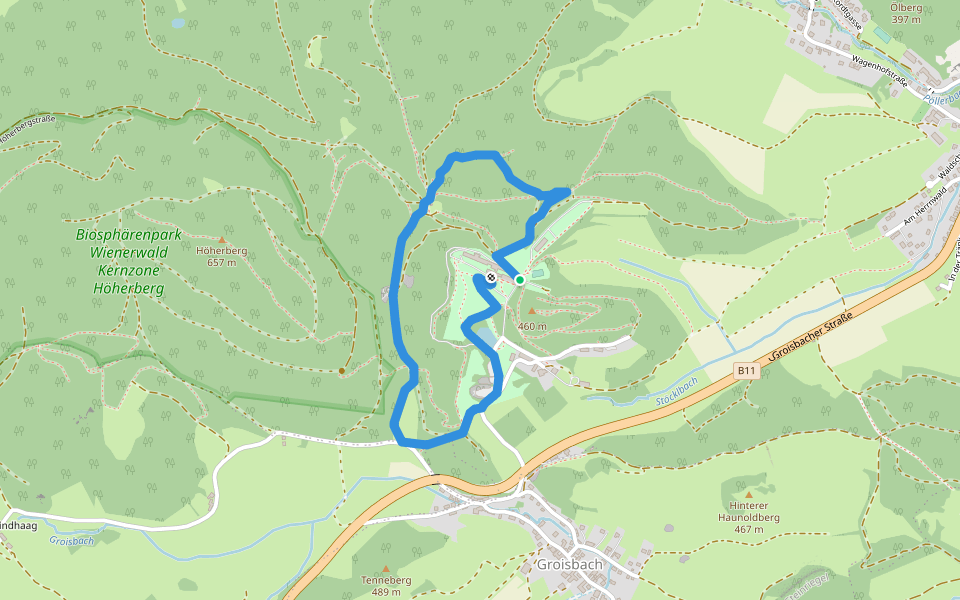 Route 5 (Sonderkrankenhaus Alland) walking route map in Alland