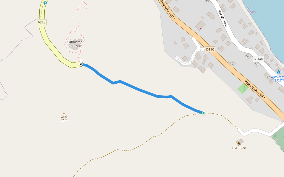 Glagoljaški Put walking route map in Tkon