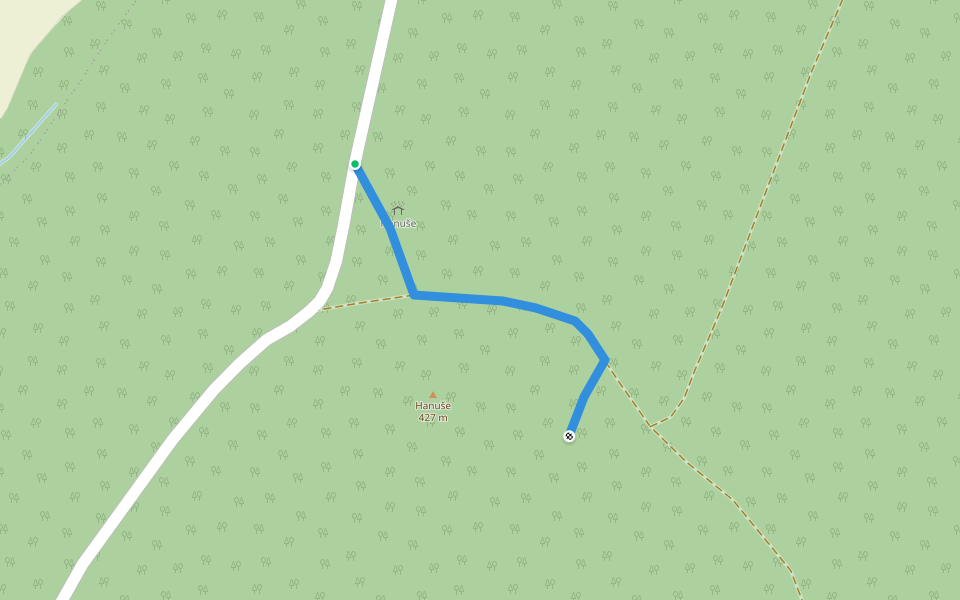 Hanuše (opevnění) walking route map in Hradec nad Moravicí