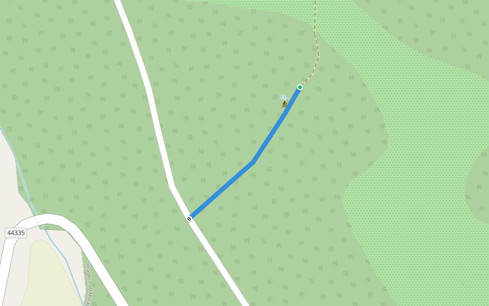 Horní dvůr Hanuša walking route map in Veřovice