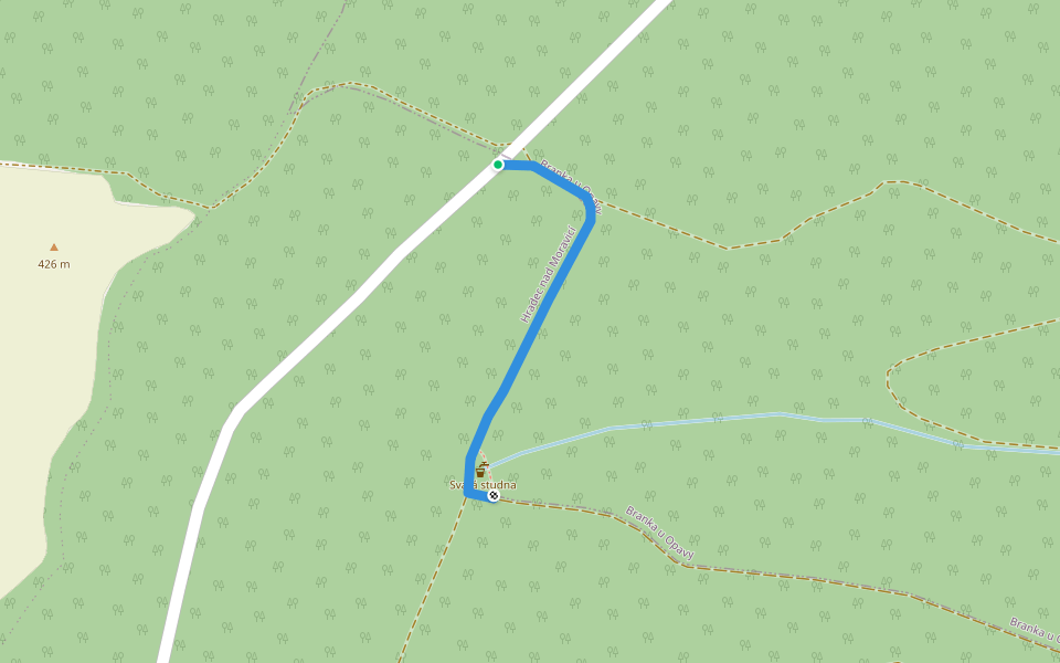 Svatá studna walking route map in Hradec nad Moravicí