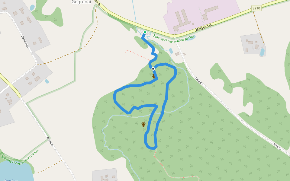 Gegrėnų piliakalnių takas walking route map in Gegrėnai