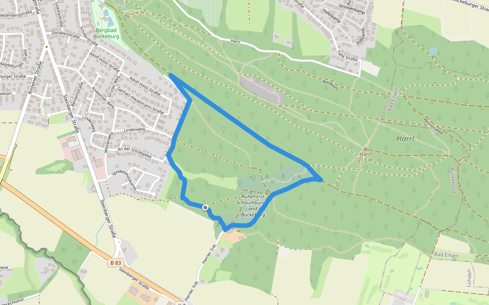 Rundwanderweg 6 im Harrl walking route map in Bückeburg