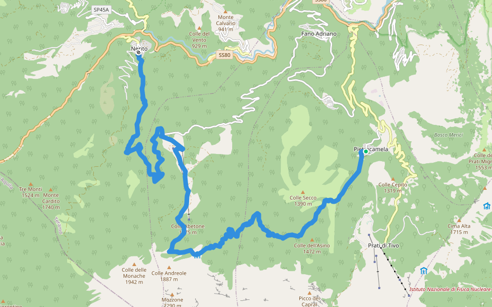 Sentiero Italia - Tappa P12 walking route map in Pietracamela