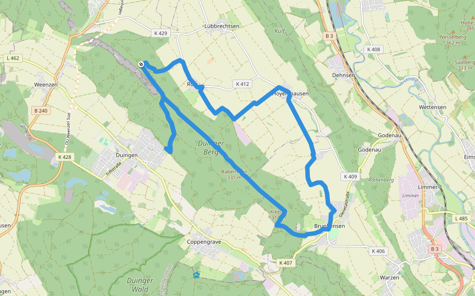 DU 1 Panoramaweg Pottland walking route map in Duingen