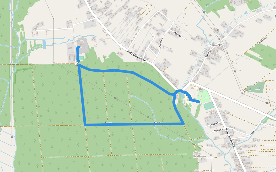Ścieżka przyrodniczo-edukacyjna Natura 2000 Zabłocie w Budach Głogowskich walking route map in Budy Głogowskie