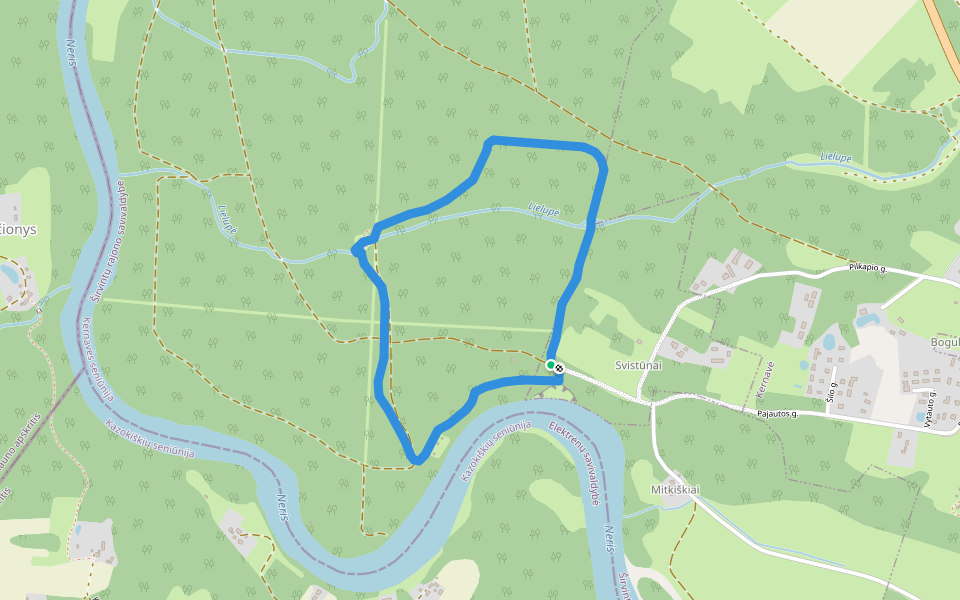 Kernavės pažintinis-poilsinis takas walking route map in Kernavė