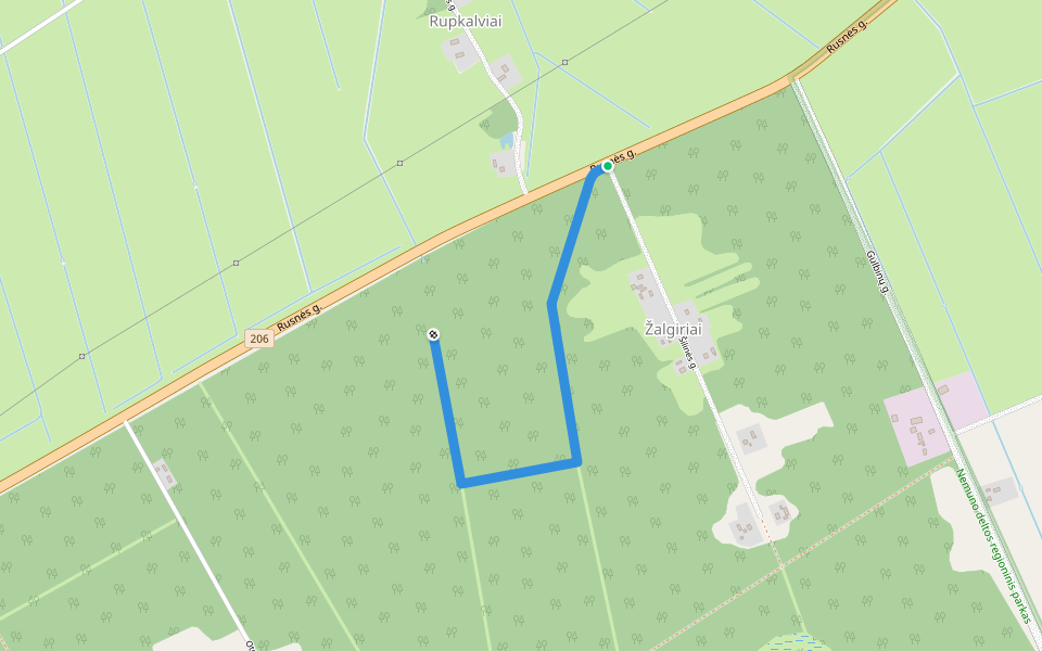 Žalgirių pažintinis takas walking route map in Žalgiriai