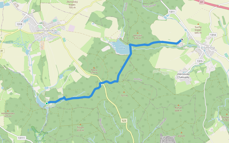 Včelí naučná stezka walking route map in Větrný Jeníkov