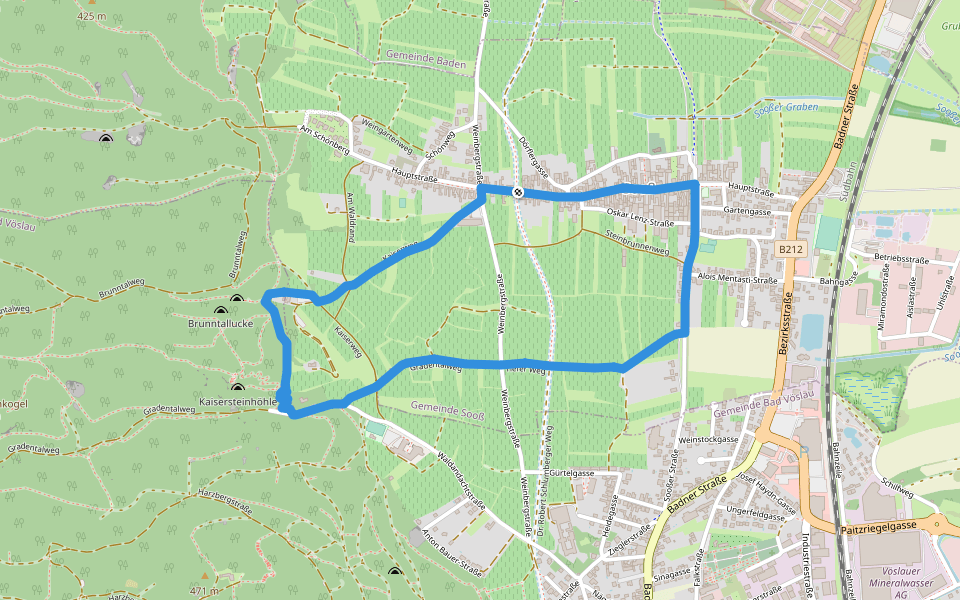 Lausturmweg walking route map in Sooß