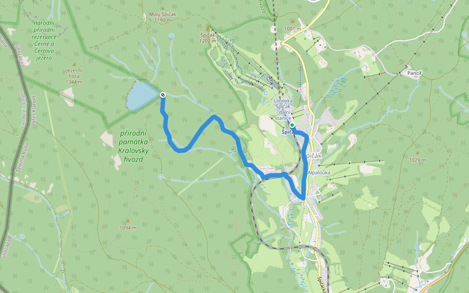 [Ž] Špičák - Čertovo jezero walking route map in Železná Ruda