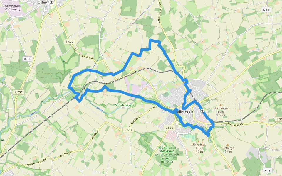 Billerbeck Rundweg B10 walking route map in Billerbeck