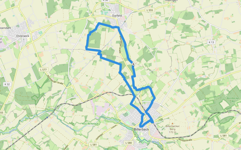 Billerbeck Rundweg B9 walking route map in Billerbeck
