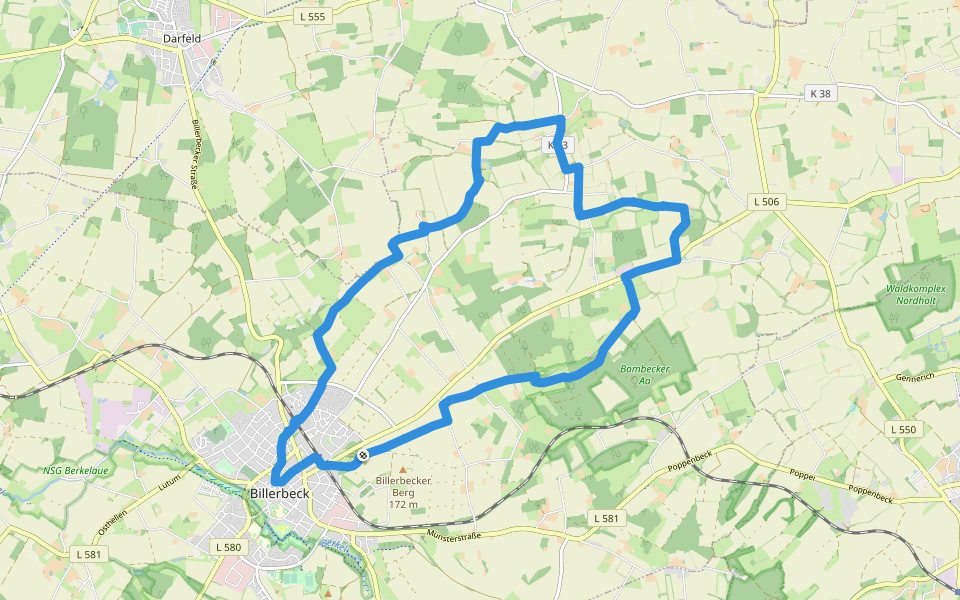 Billerbeck Rundweg B7 walking route map in Billerbeck