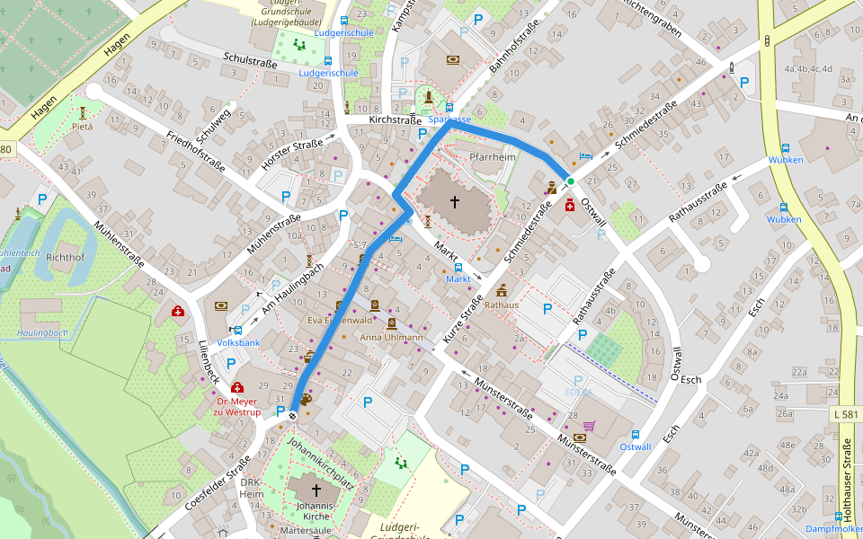 Billerbeck Rundweg B6 walking route map in Billerbeck