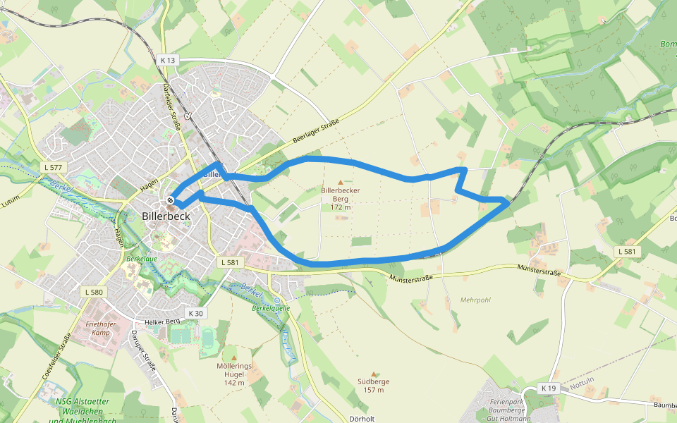 Billerbeck Rundweg B2 walking route map in Billerbeck