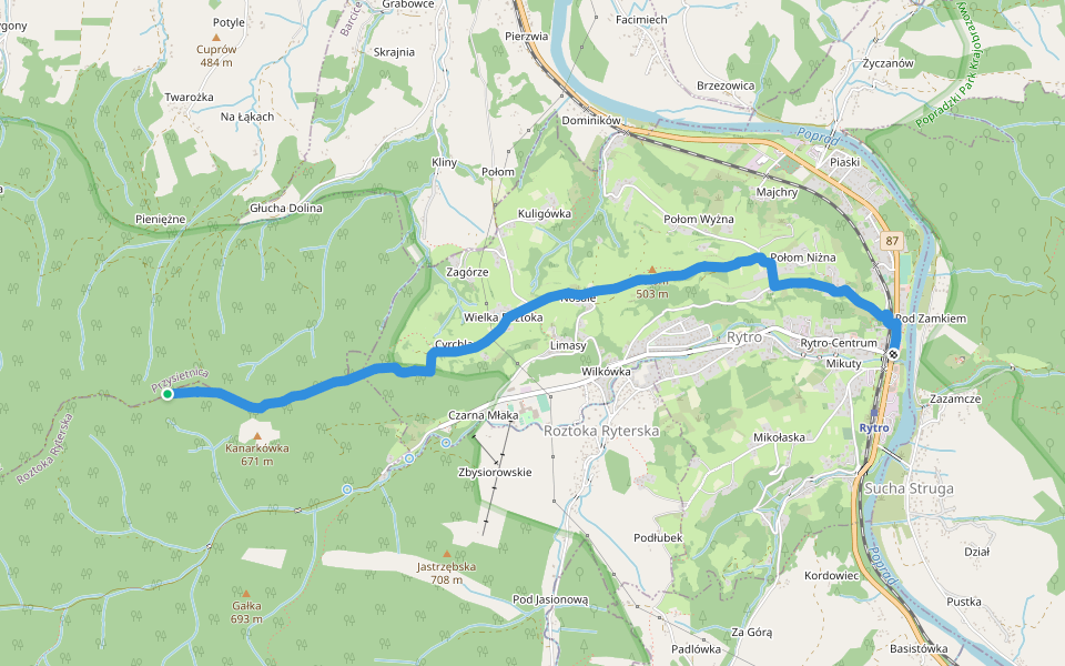 Rytro — Polana Paszkowa walking route map in Przysietnica