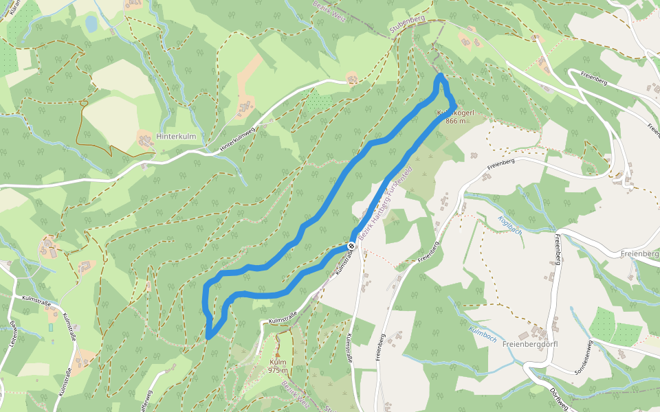 Kulmkögerlweg walking route map in Stubenberg am See