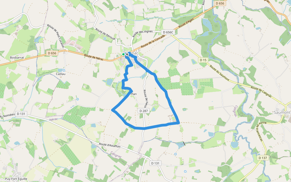 Calignac, un village gascon - 5.8 km walking route map in Calignac