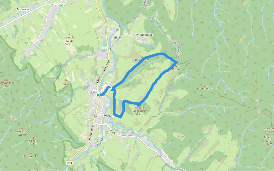 Gminny szlak spacerowy walking route map in Baligród