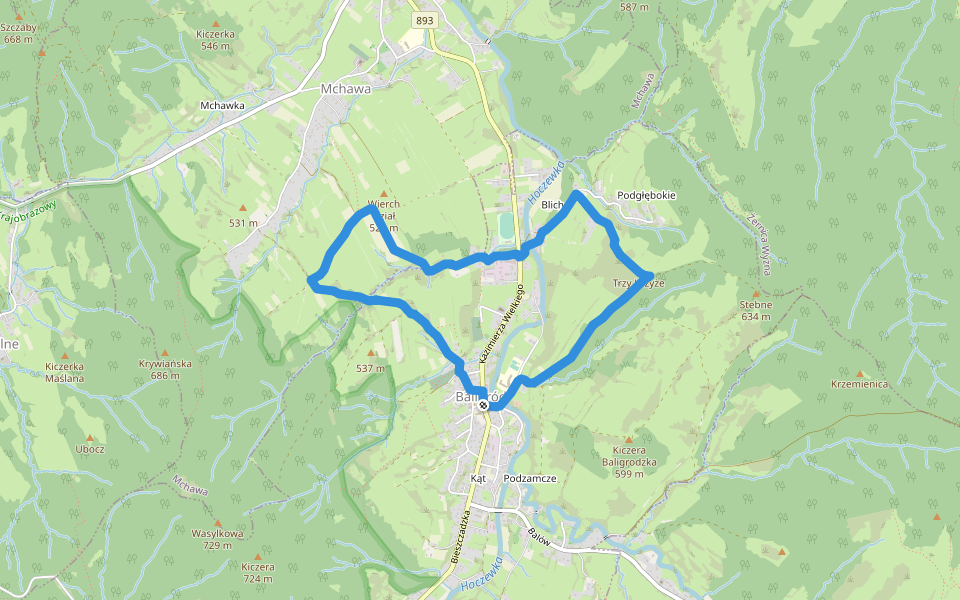 gminny szlak rekreacyjno-sportowy walking route map in Baligród