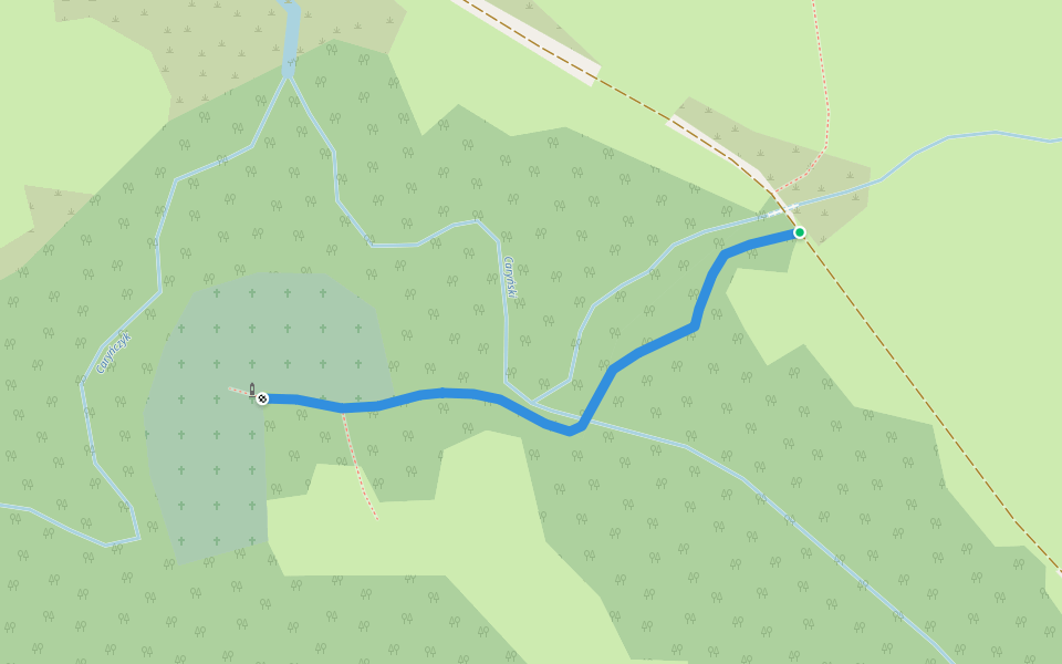 Cerkwisko i cmentarz w Caryńskiem walking route map in Caryńskie