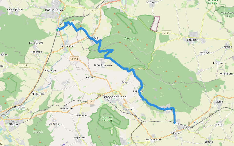 Bergmannsweg walking route map in Bad Münder am Deister