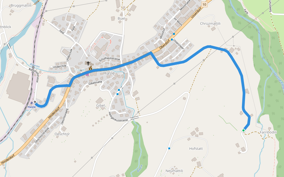 Hasle - Dürrenegg walking route map in Hasle