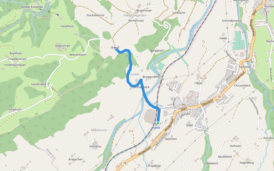 Hasle - Bergli walking route map in Hasle