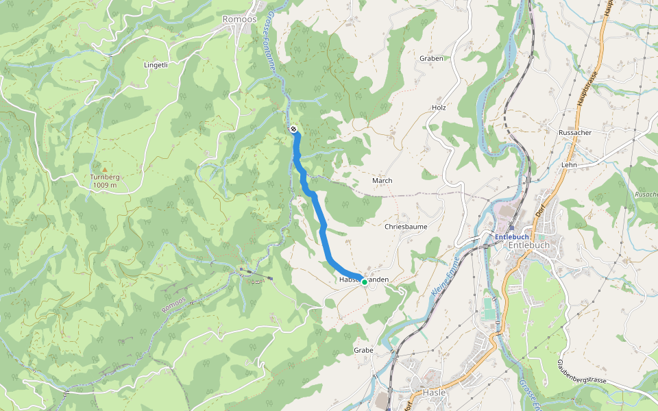 Gadenstatt - Habschwanden walking route map in Hasle