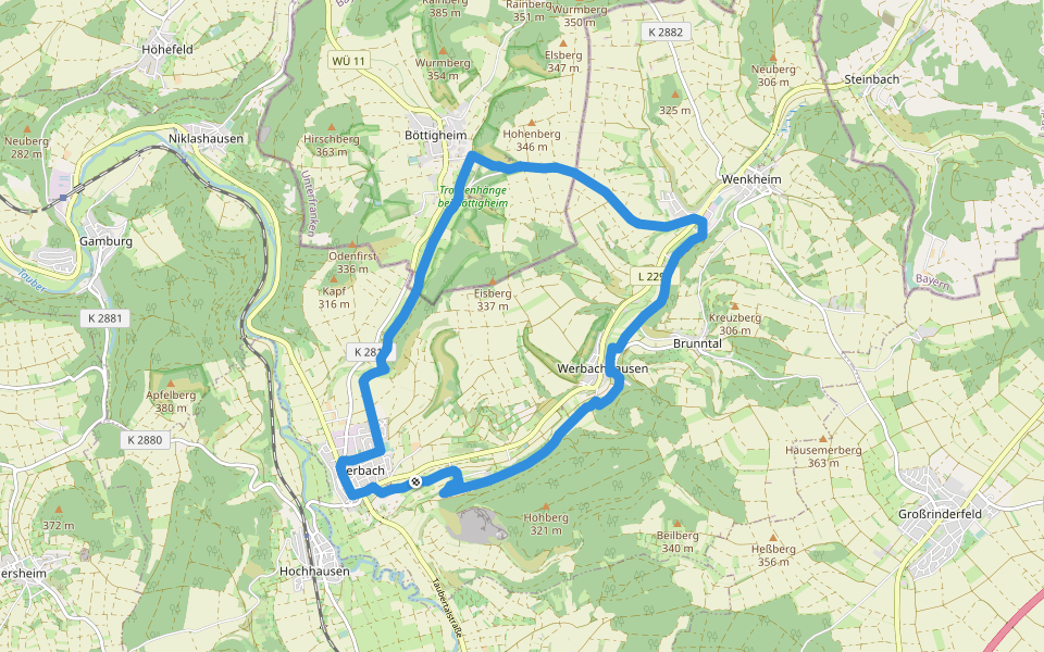Liebliches Taubertal – Rundwanderweg 7 – Muschelkalk und Orchideen walking route map in Werbach