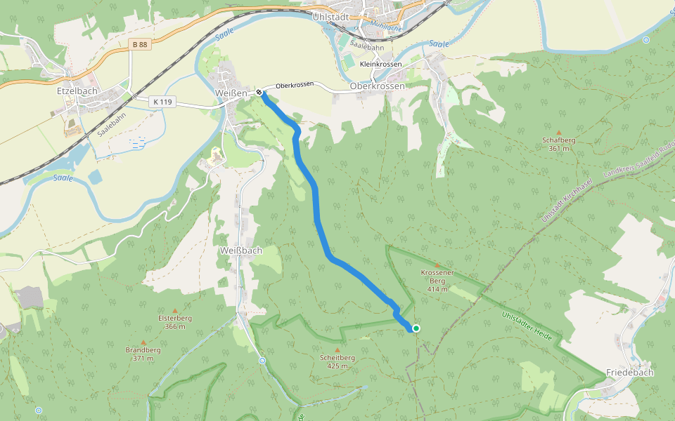 Grünes Quadrat Uhlstädter Heide walking route map in Uhlstädt-Kirchhasel