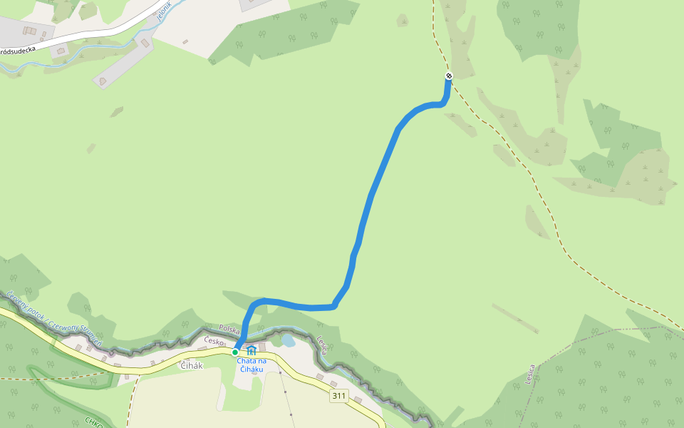 [M] Čihák (tur. ch.) - Lesica (D) walking route map in Klášterec nad Orlicí