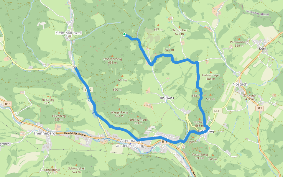 Dreikirchen Rundwanderweg (Hafnerberg) walking route map in Waldhof