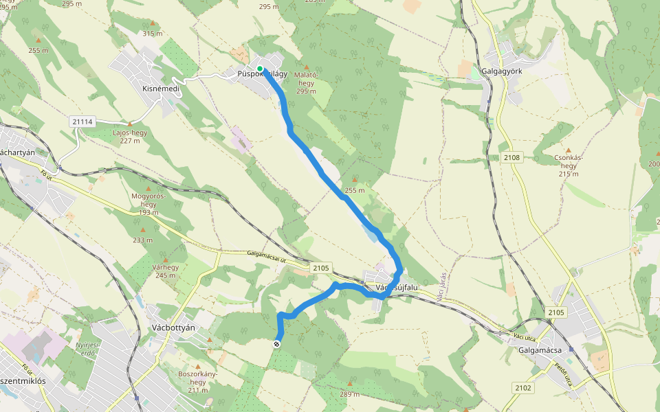 Z+ (Püspökszilágy) walking route map in Püspökszilágy