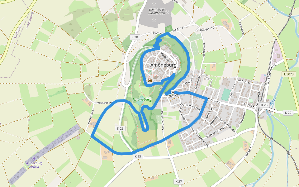 Geotour Stock & Stein walking route map in Amöneburg