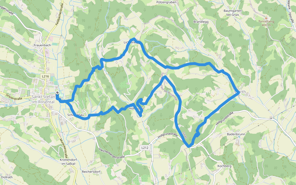 St. Stefan .. Berg und Tal walking route map in Sankt Stefan im Rosental