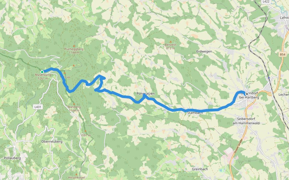 Grafendorf Masenberg Weg 17 walking route map in Oberneuberg