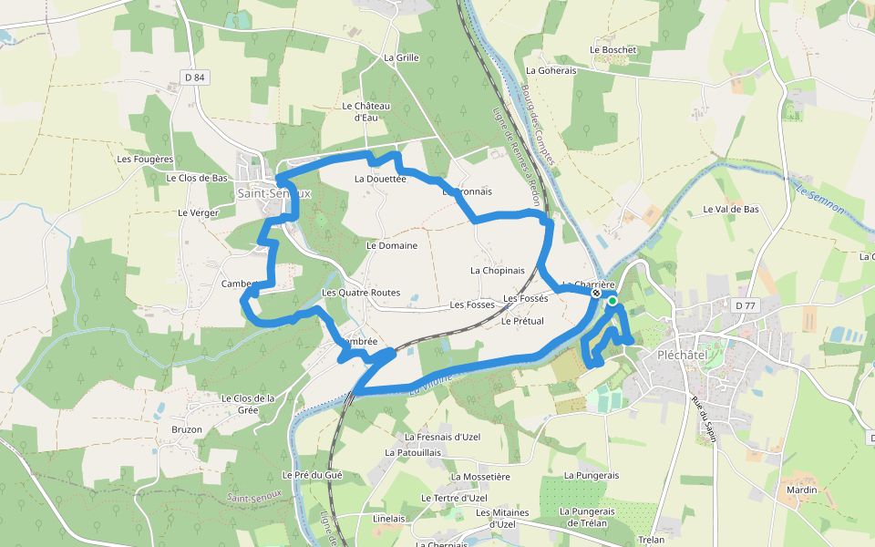 Circuit de la Levée walking route map in Pléchâtel