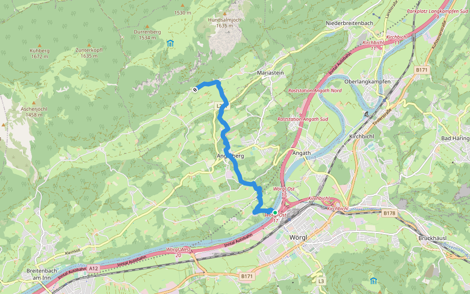Buchackeraufstieg walking route map in Wörgl