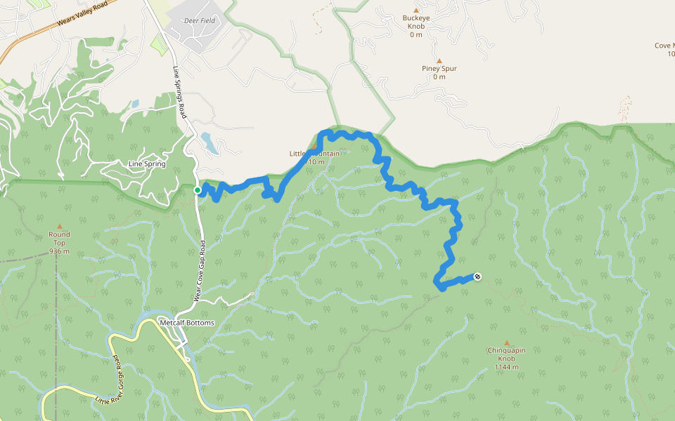 Little Greenbrier Trail walking route map in Sevierville