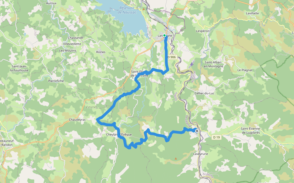 Chemin de Stevenson - Part 3 walking route map in Langogne