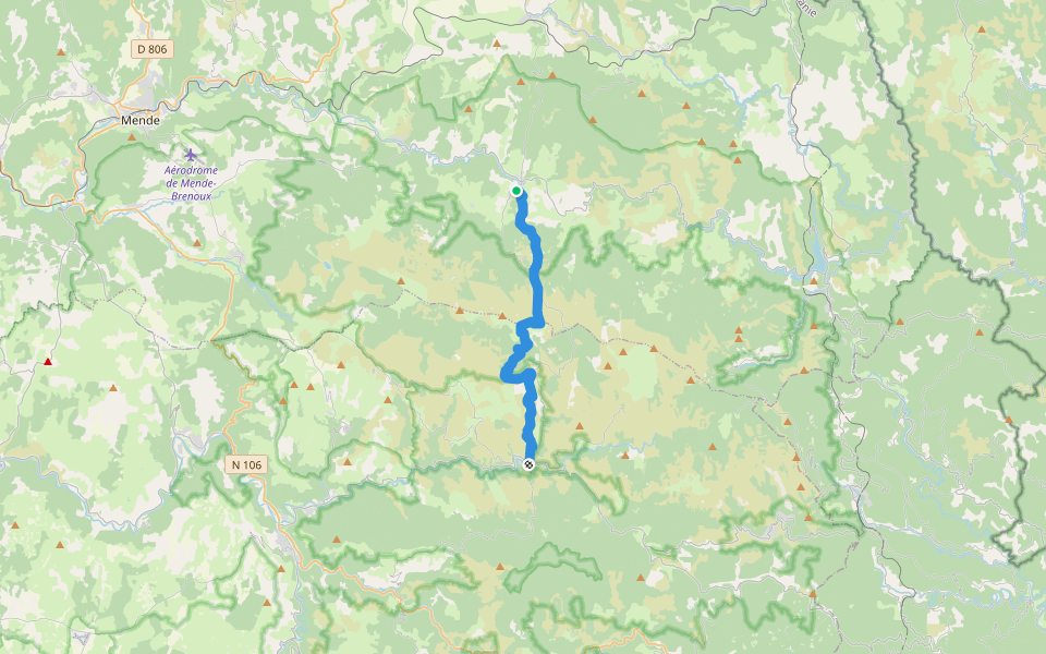 Chemin de Stevenson - Part 6 walking route map in Mont Lozère et Goulet