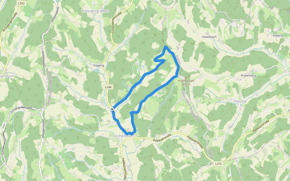 Zum höchsten Punkt walking route map in Sankt Stefan im Rosental