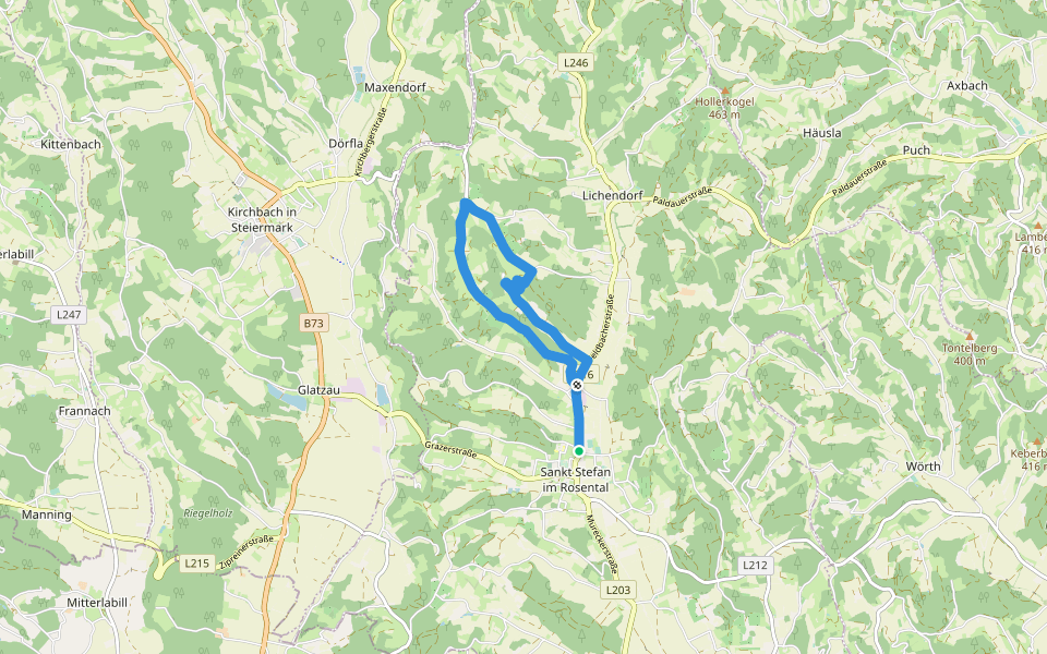 Für Pferdeliebhaber walking route map in Sankt Stefan im Rosental