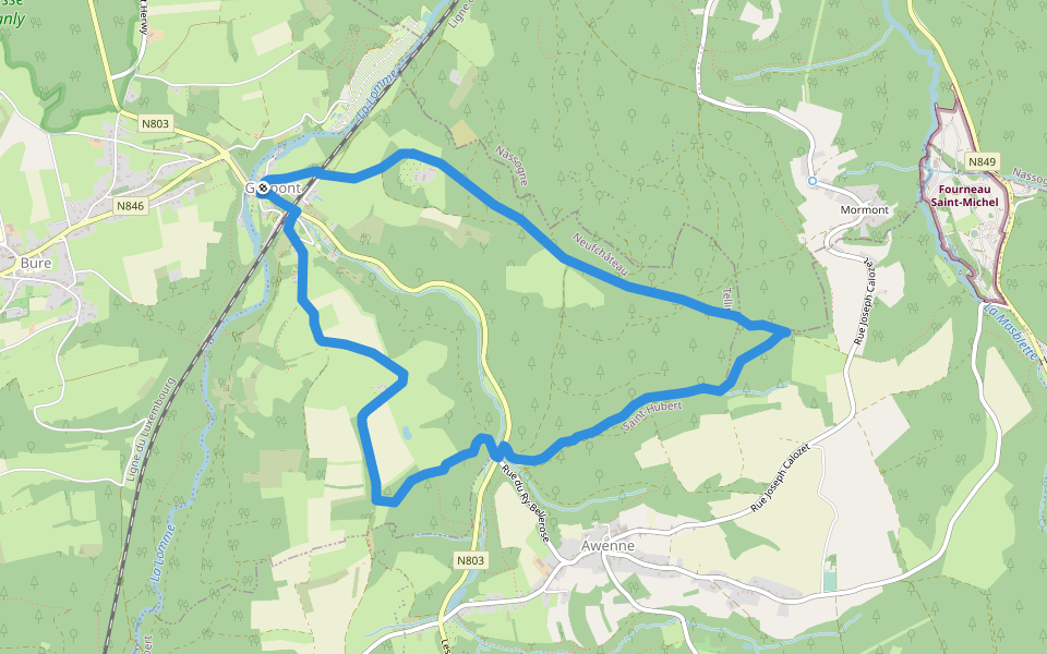 TL03 Promenade du Bois de Machi walking route map in Tellin